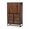 Baxton Studio Neil Modern Walnut Brown Finished Wood and Black Finished Metal Multipurpose Storage Cabinet 178-11215-Zoro